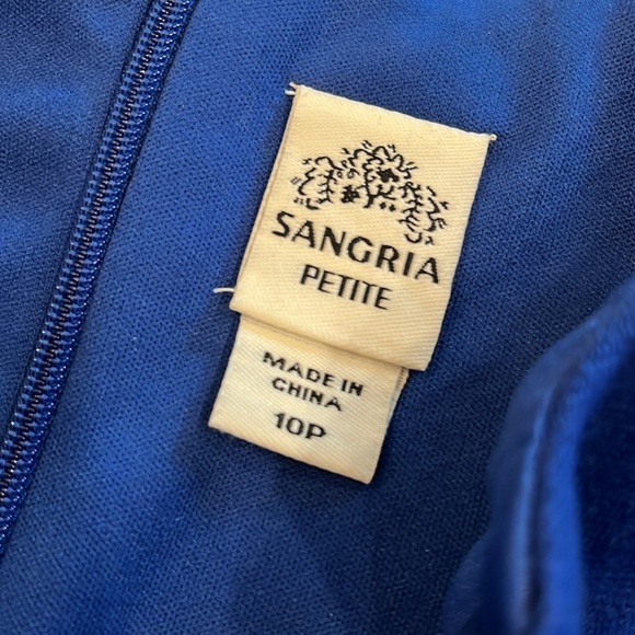 Sangria Royal Blue Sheath Dress V-neck Sleeveless 10P Top Stitching Details. - Picture 15 of 16